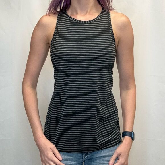 Athleta Women's Striped Racerback Athletic Tank Top Black White Gray S SM Small - Picture 1 of 12